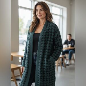 Liverpool Los Angeles Green Houndstooth Coatigan – Size Small – NWT